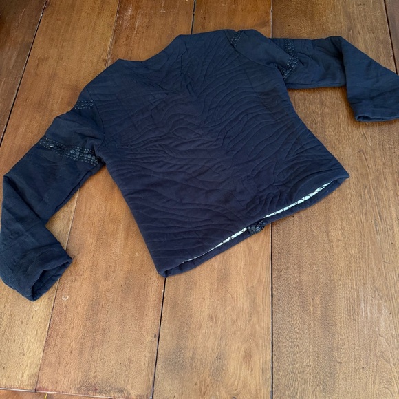 Malvin Hamburg Quilted Black Beaded Embroidered Blazer Jacket Women's Size 12 - Picture 7 of 12